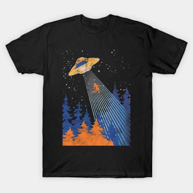 Take Me With You Alien Spaceship Distressed T-Shirt by Golden Eagle Design Studio